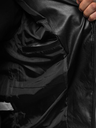 Férfi bőrdzseki fekete OZONEE O/8901