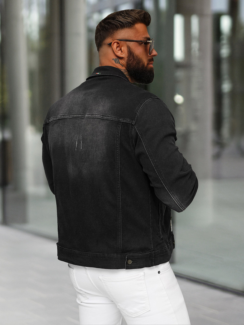 Férfi farmer dzseki fekete OZONEE NB/MJ514N