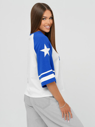 Női polo fehér-kék OZONEE JS/R62493