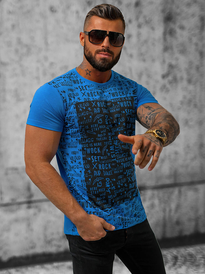 Férfi Póló Kék OZONEE O/T122/17Z