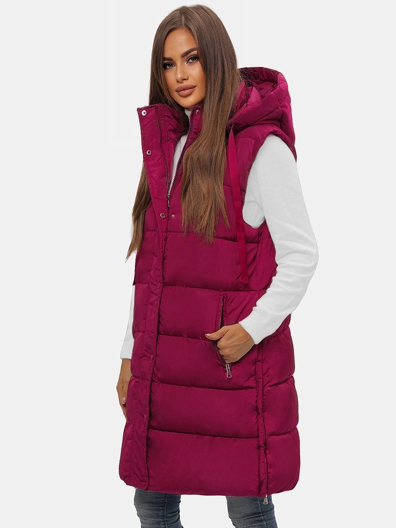 Női hosszú mellény bordó OZONEE O/81276