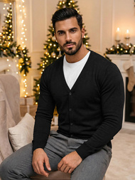 Férfi Pulóver Fekete OZONEE NB/MM6006/4Z