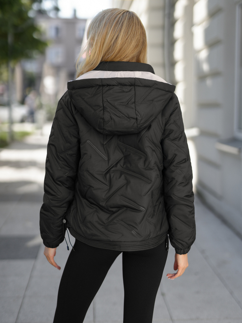 Női téli kabát fekete-bézs OZONEE JS/16M9315/392B