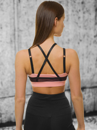 Női sportmelltartó fekete-rózsaszín OZONEE JS/WX1092