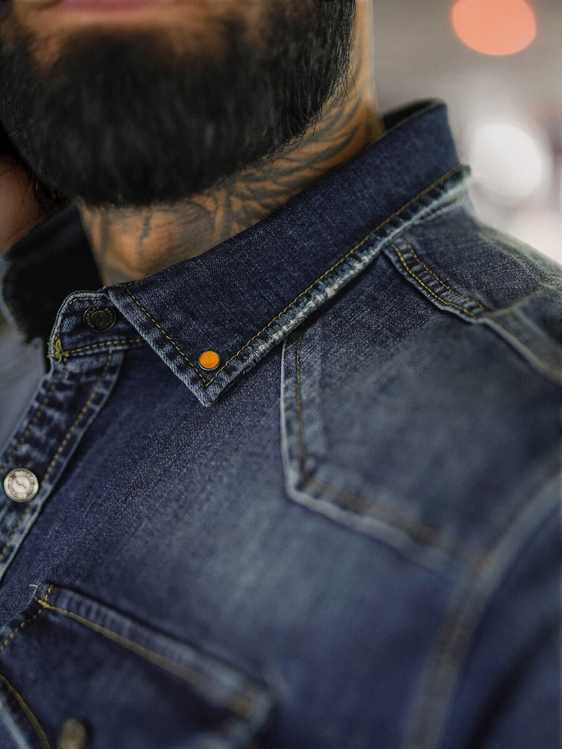 Férfi farmer ing sötét-kék OZONEE O/51410