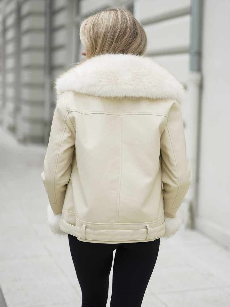 Női bőrdzseki ecru OZONEE JS/61M8507/280Z