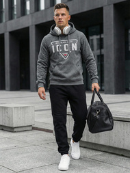 Férfi kapucnis felső grafit OZONEE JS/8B1737/5