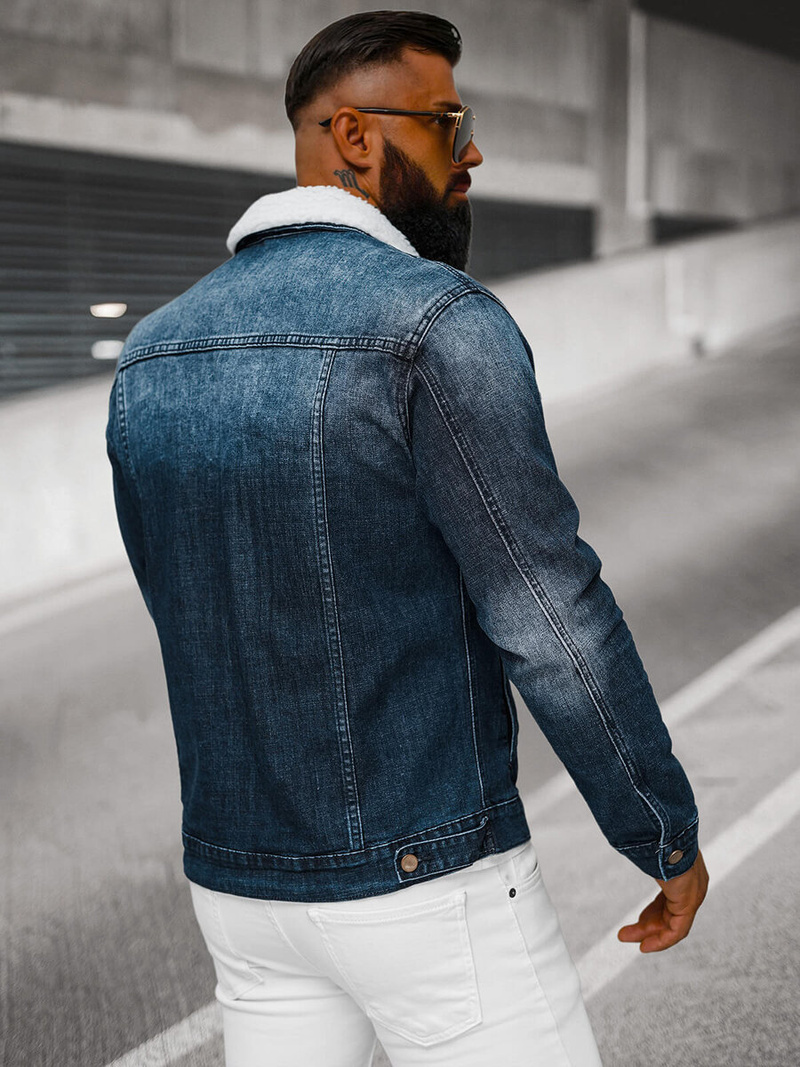 Férfi Farmer Dzseki SHERPA Sötét-Kék OZONEE NB/MJ516BSZ