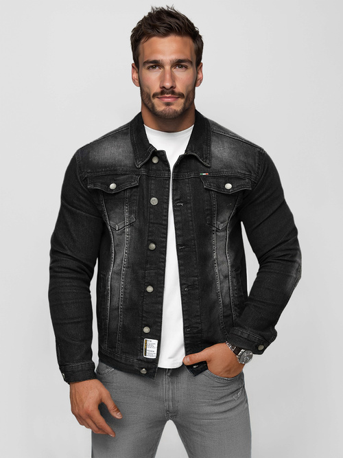 Férfi farmer dzseki fekete OZONEE NB/MJ512NZ