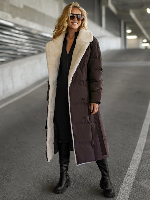 Női téli kabát csokoládé OZONEE JS/16M9168/158