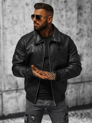 Férfi bőrdzseki fekete OZONEE JB/JP1178Z