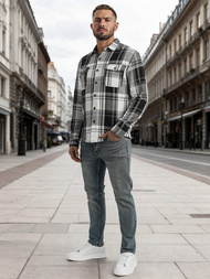 Férfi Ing fekete-fehér OZONEE NB/MC728N/3