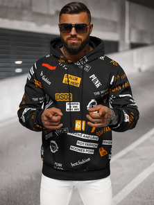 Férfi kapucnis pulóver fekete OZONEE JS/8B1250/3