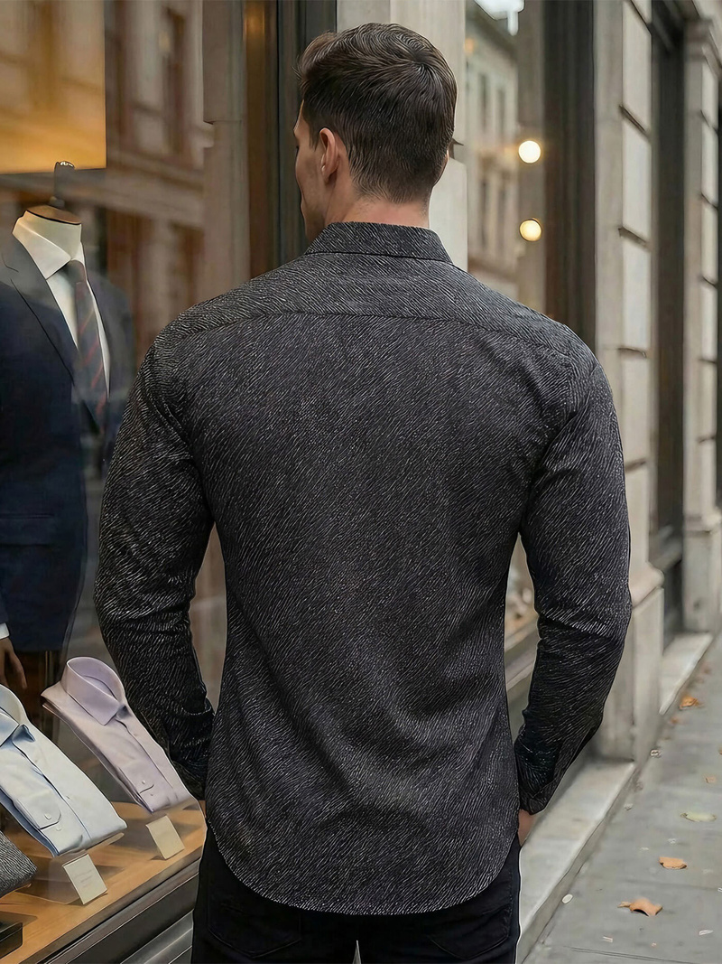 Férfi ing fekete OZONEE V/V184Z