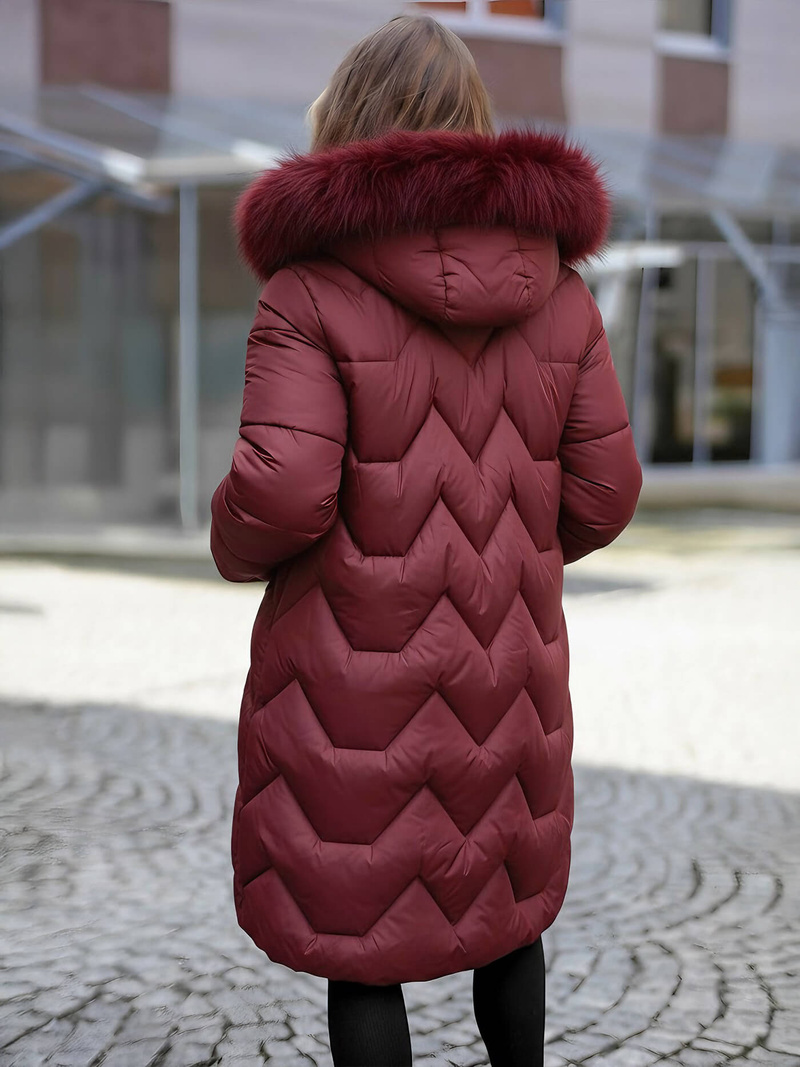 Női téli kabát bordó OZONEE JS/5M3229/1