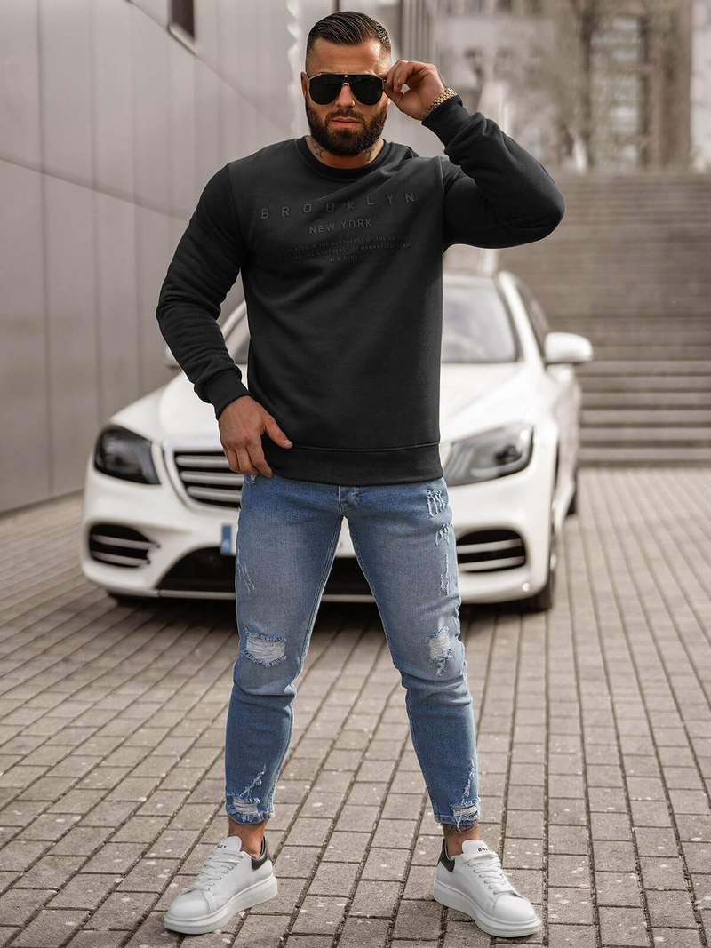 Férfi Melegítő Felső Fekete OZONEE JS/8B1360/3