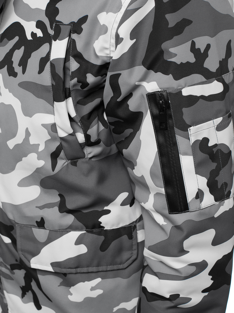 Férfi téli kabát terepmintás-szürke OZONEE JS/2019005