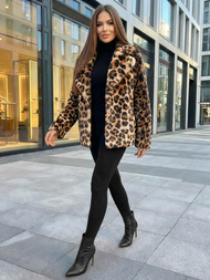 Női bézs és barna kabát OZONEE JS/61M8500/158Z