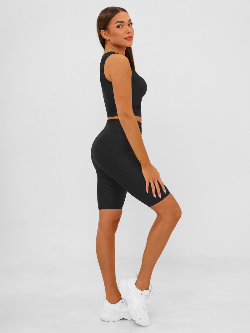 Rövid női leggings fekete OZONEE JS/17K597/3