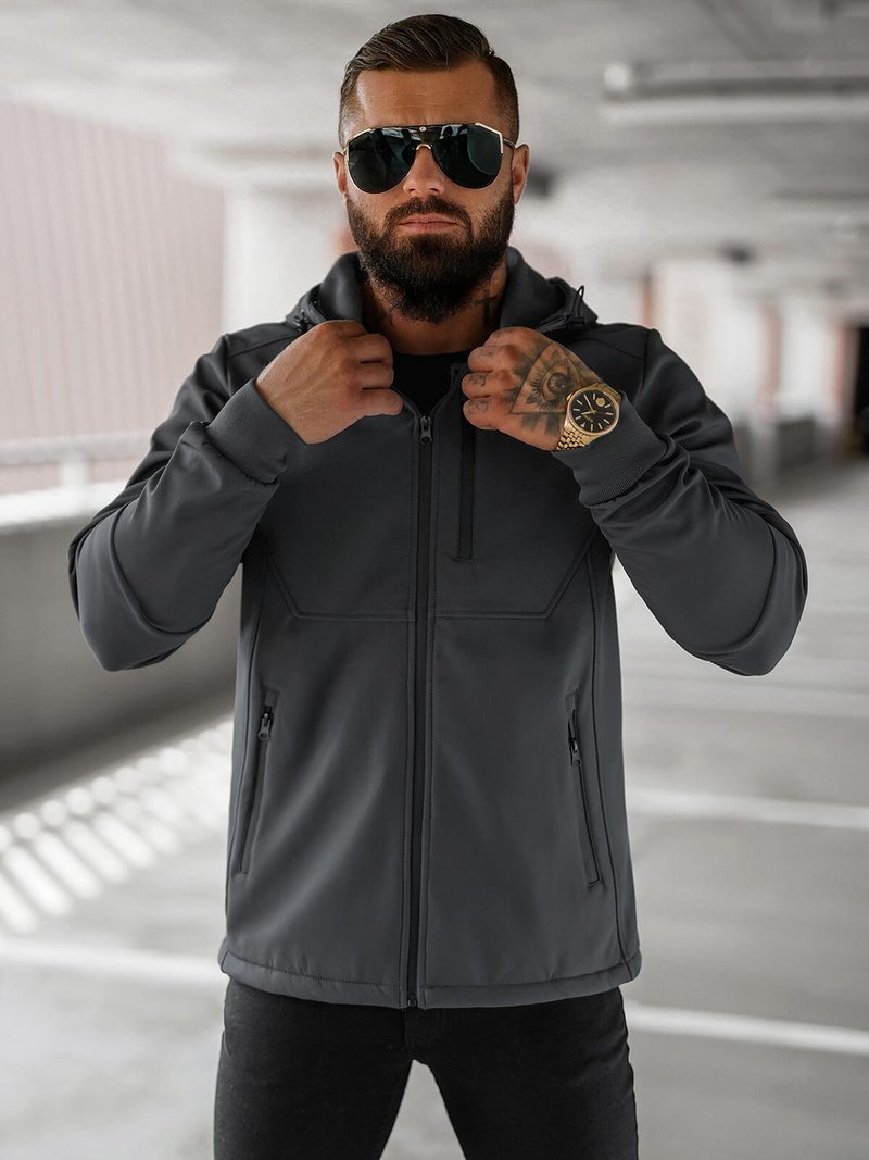 Férfi softshell kabát grafit OZONEE JS/27B6529/5Z