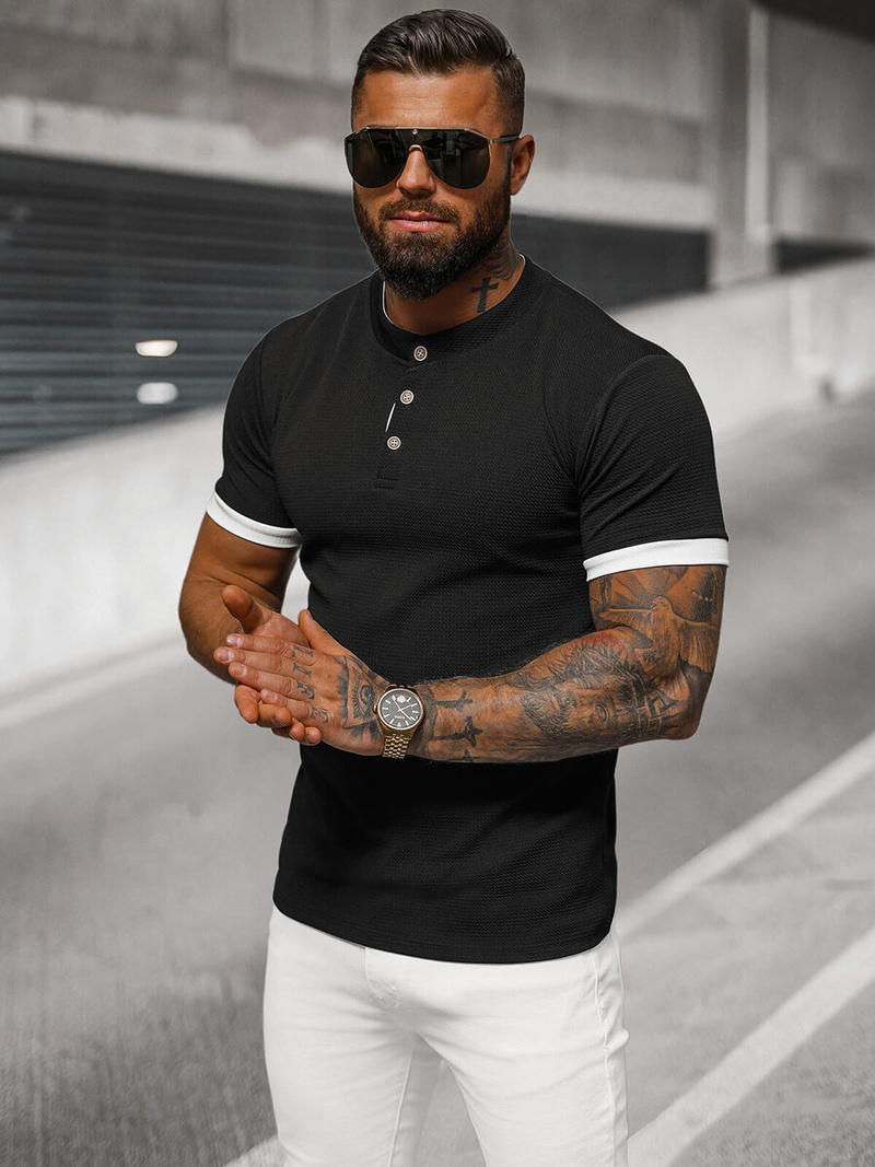 Férfi Póló Fekete OZONEE O/M011