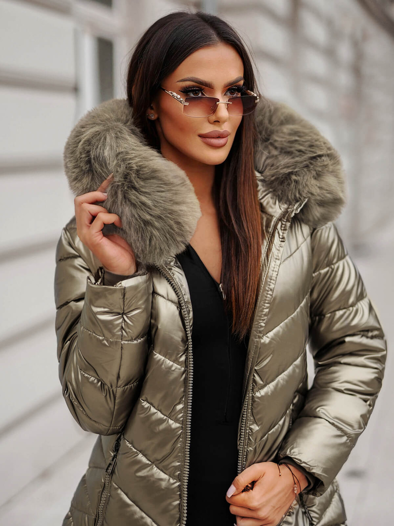 Női téli kabát arany OZONEE JS/16M9100/403Z