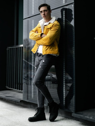 Férfi farmer dzseki sárga OZONEE JB/JP1179/4Z