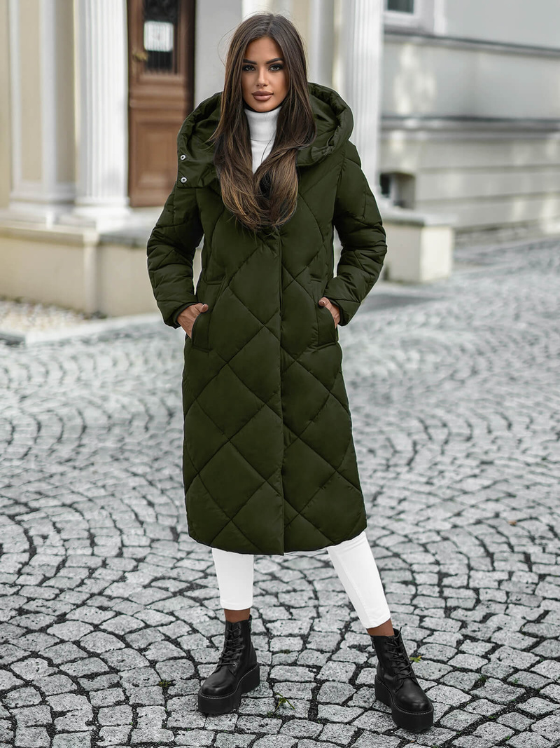 Női téli kabát zöld OZONEE JS/5M3173/136Z