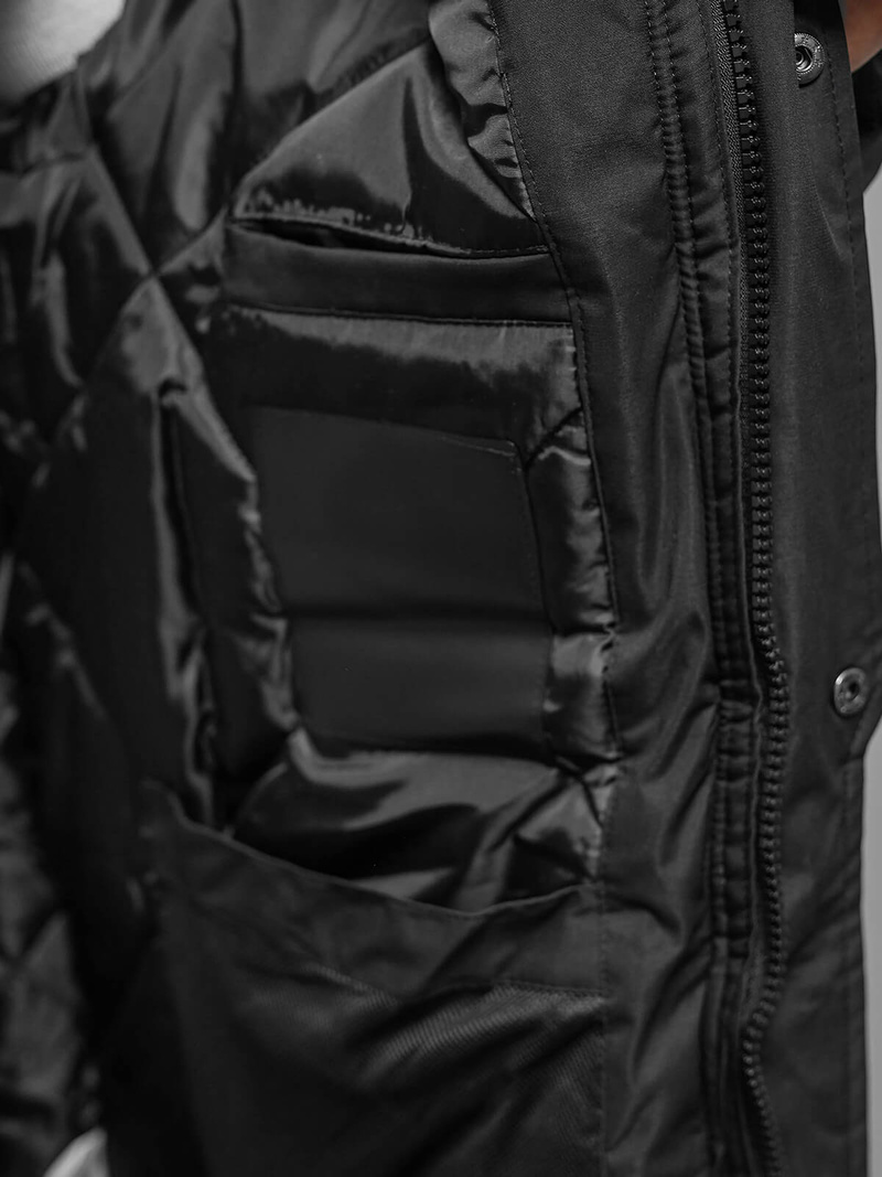 Férfi Steppelt Kabát Fekete OZONEE JS/5M3118/392