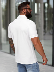 Férfi galléros póló fehér OZONEE NB/MT3121