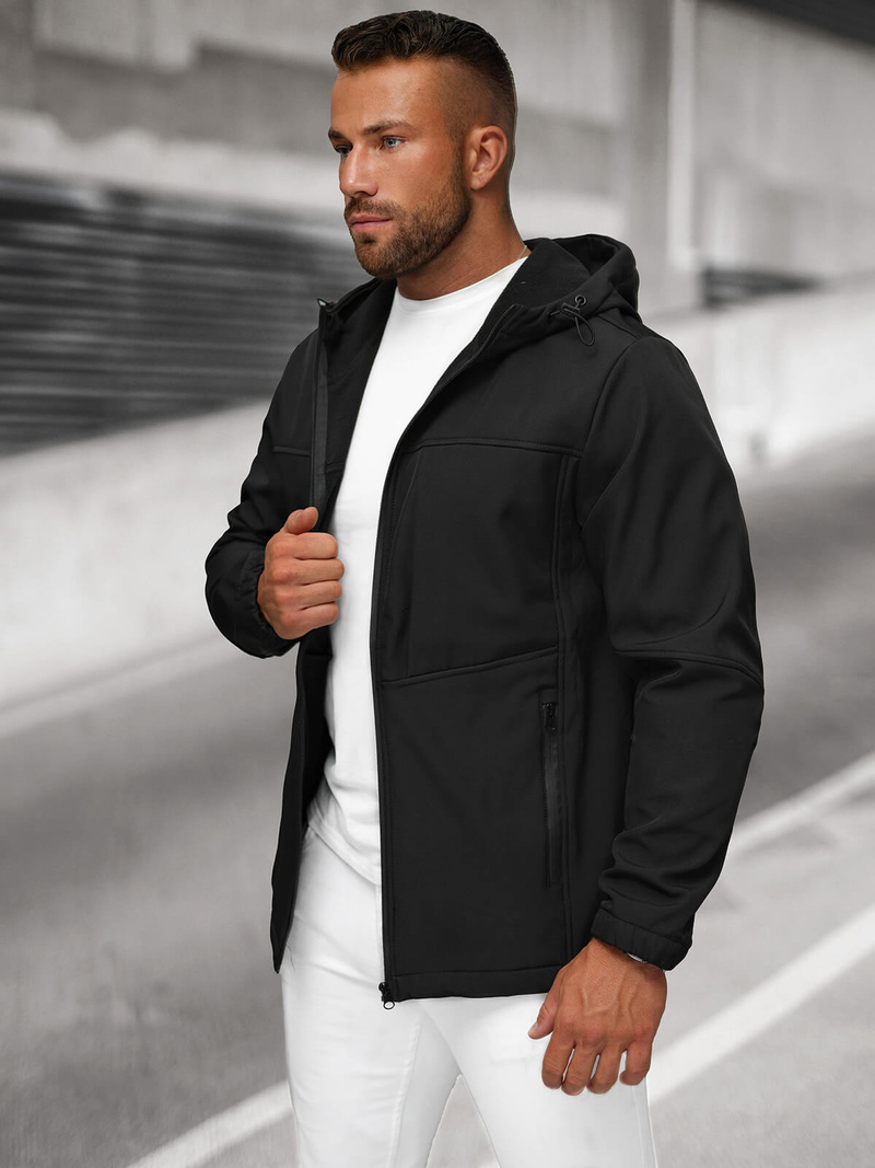 Férfi softshell kabát fekete OZONEE JS/27B6523/3