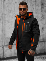 Férfi kapucnis softshell kabát fekete OZONEE JS/HH024/1BZ