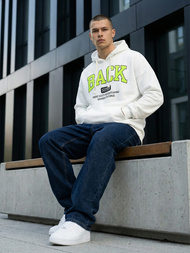 Férfi kapucnis felső fehér OZONEE O/TT30513Z