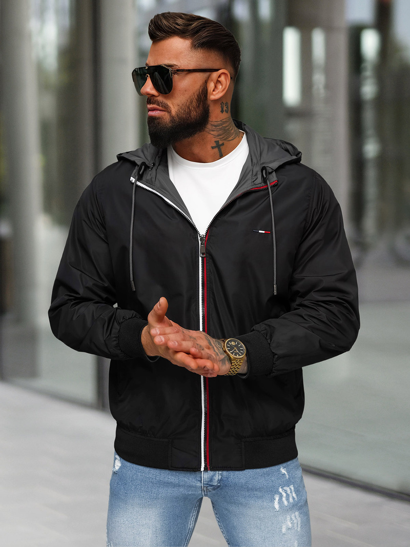 Férfi megfordítható kabát szürke OZONEE JS/16M9207/92