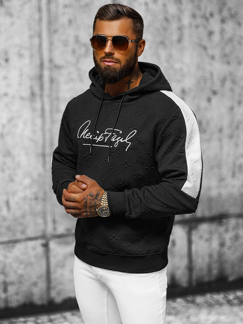 Férfi kapucnis felső fekete OZONEE JS/3B572