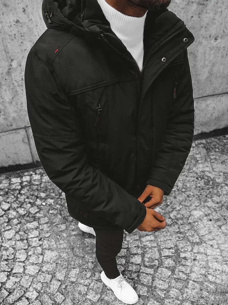 Férfi Steppelt Kabát Fekete OZONEE JS/M717/392