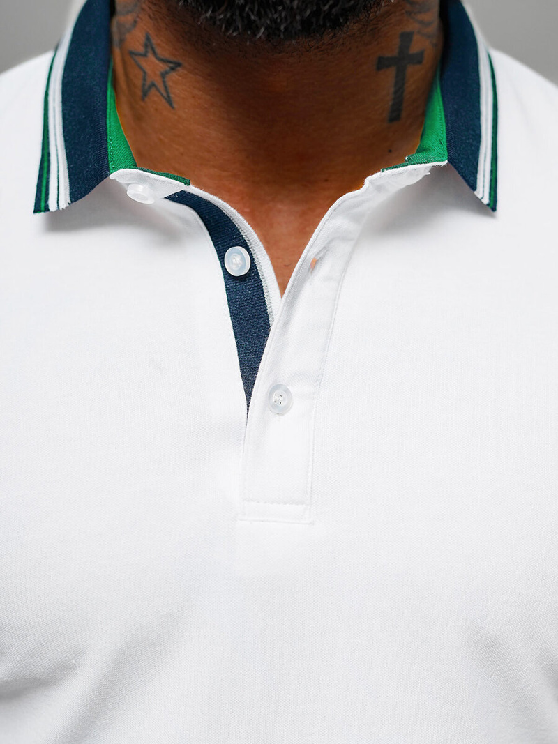 Férfi galléros póló fehér OZONEE O/DA729