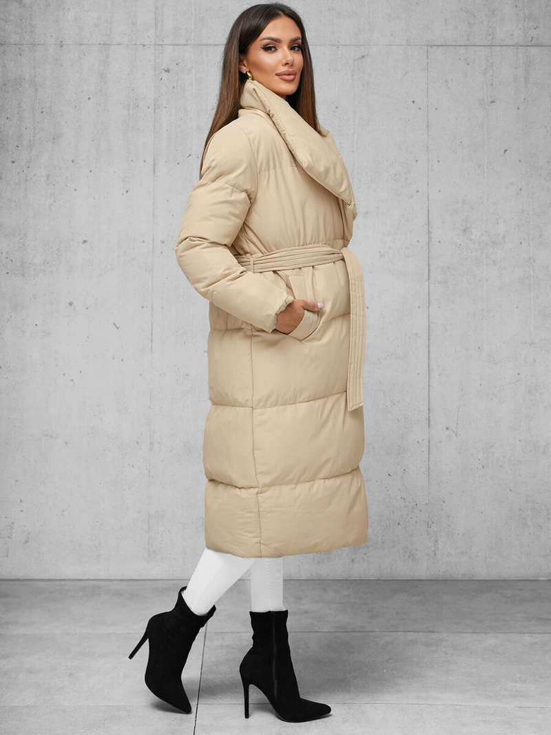 Női téli kabát bézs OZONEE JS/M737/62Z