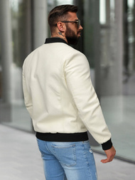 Férfi bőrdzseki ecru OZONEE JS/11Z8107