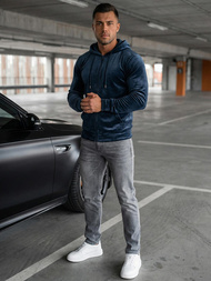 Férfi velúr kapucnis pulóver gránát OZONEE JS/8B1168/25Z