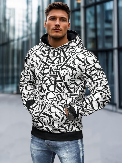 Férfi kapucnis pulóver fehér OZONEE JS/8B1238/1Z