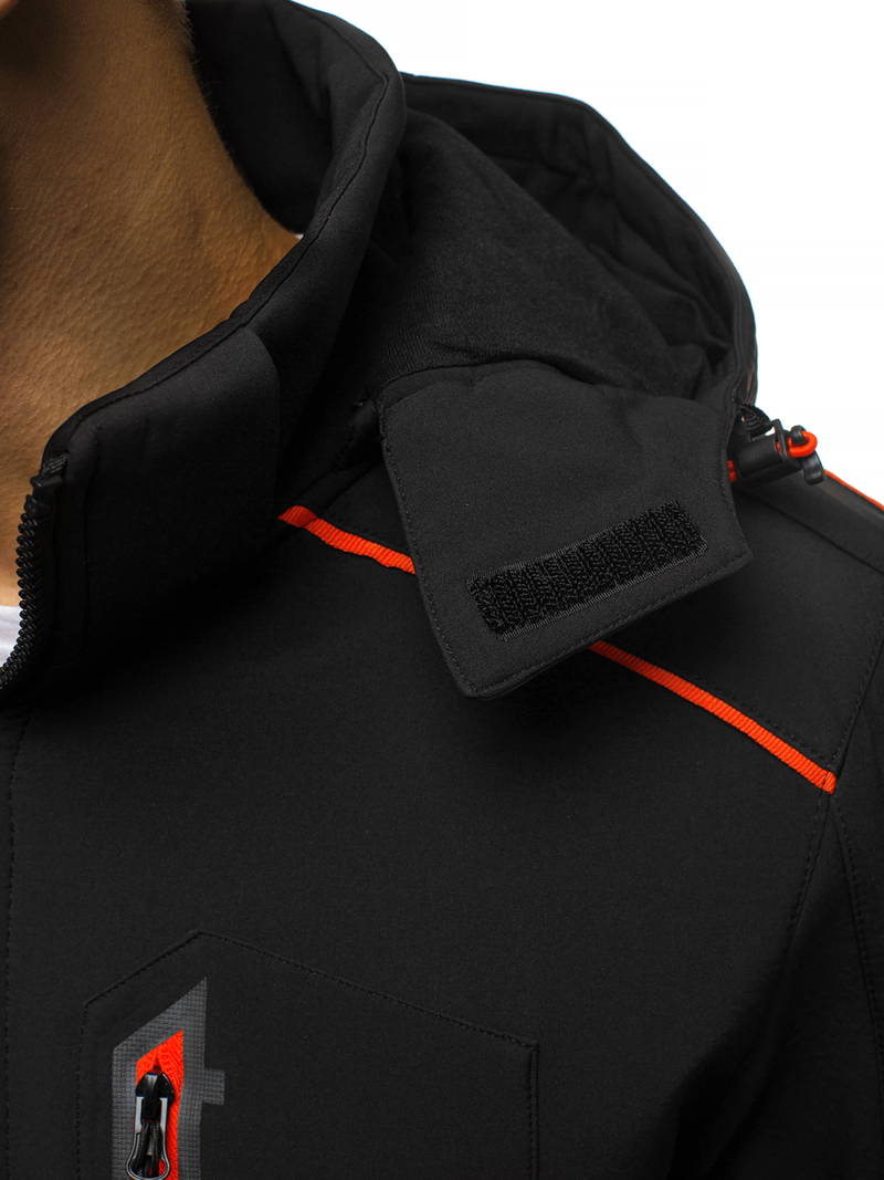 Férfi kapucnis softshell kabát fekete-narancs OZONEE GE/12259Z