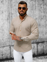 Férfi Ing Világos-Bézs OZONEE O/V38