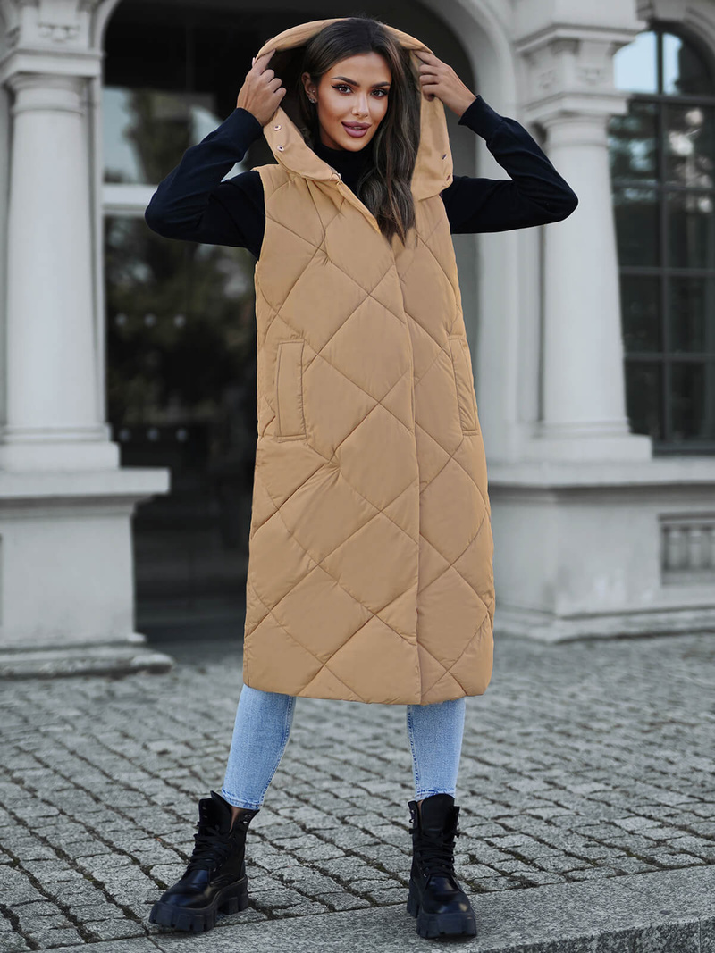 Női Hosszú Mellény Camel OZONEE JS/5M3165/84Z