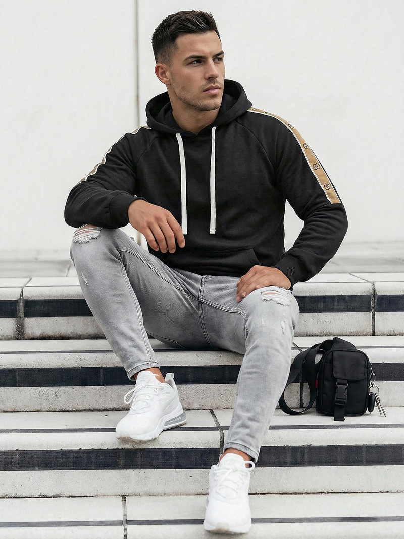 Férfi kapucnis felső fekete OZONEE JS/8B1730/3Z