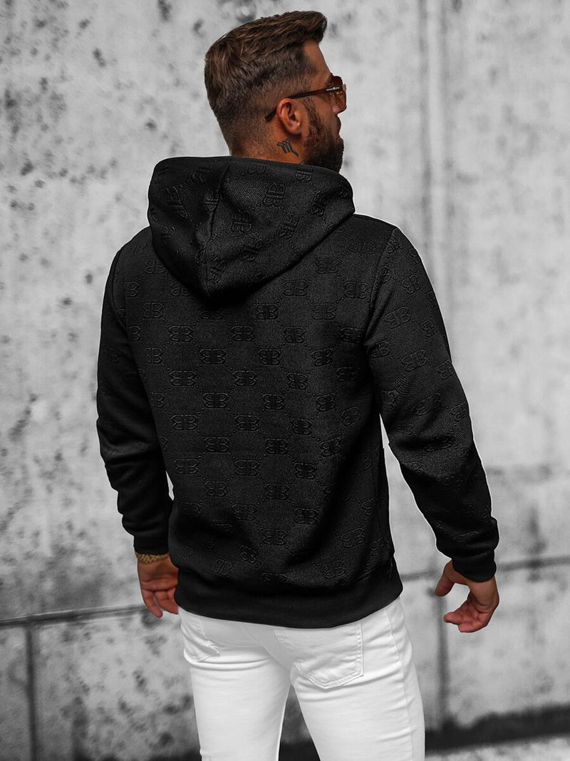 Férfi kapucnis felső fekete OZONEE JS/3B566