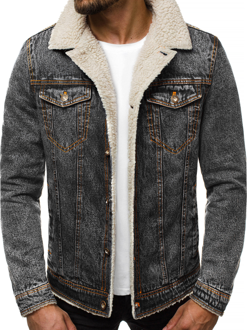 Férfi farmer dzseki grafit OZONEE JB/JP1109