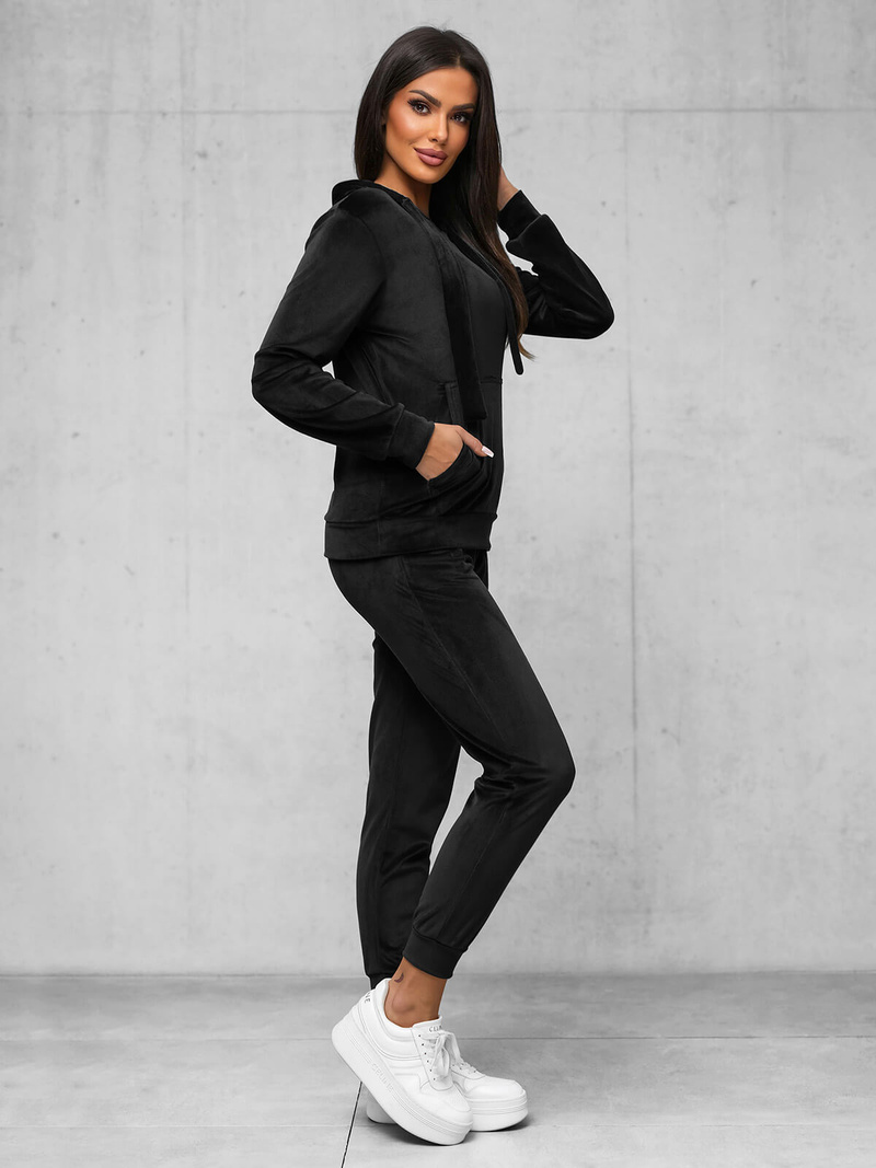 Női Melegítő Szett Velúr Fekete OZONEE JS/35C1612/3