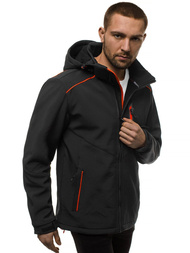Férfi kapucnis softshell kabát fekete-narancs OZONEE GE/12259Z