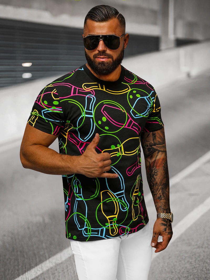 Férfi Póló Fekete OZONEE O/T1272/3